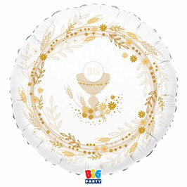 Palloncino in Foil 18" Cornice di Spighe di Grano e Calice "Prima Comunione"