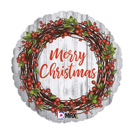 Palloncino 18" mylar Merry Christmas "Rustic Christmas"