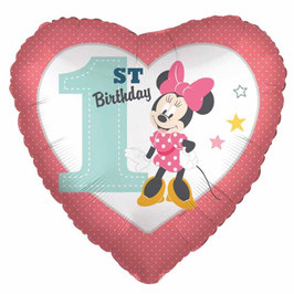 Palloncino in Foil 18" Cuore Minnie "1st Birthday"