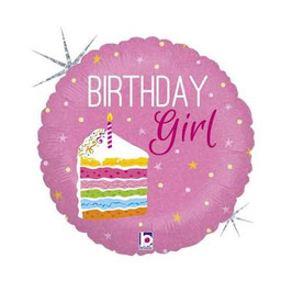 PALLONCINO IN FOIL 18" HAPPY BIRTHDAY GIRL "BIRTHDAY CAKE"