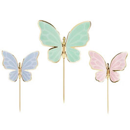 Picks sagomati Farfalla Rosa, Verde e Celeste 9pz