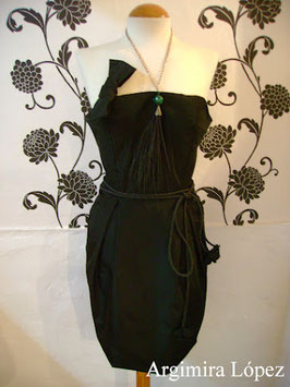 Vestido de mikado palabra de honor con lazo