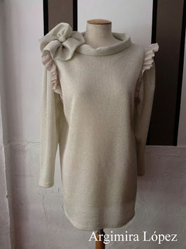 Jersey punto con detalle flor hombro