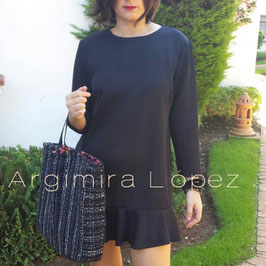 Vestido en satén de gabardina