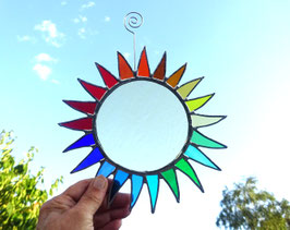 große bunte Sonne Tiffany Fensterbild Regenbogen