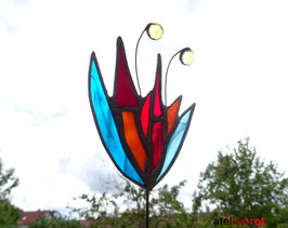 Gartenstecker bunte Blume aus Tiffany Buntglas