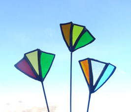 Tiffany Blumen 3er Set als  Gartenstecker