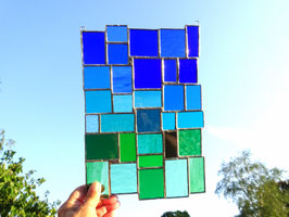 Sonnenfänger blau grüne Vielfalt Tiffany Fensterbild