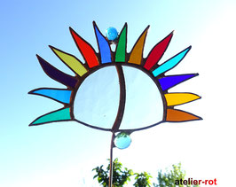 Gartenstecker bunte Sonne / Blume aus Tiffany Glas
