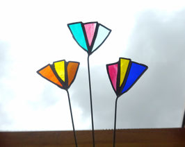 Tiffany Blumen 3er Set als  Gartenstecker
