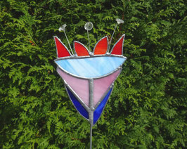 Gartenstecker bunte Blume aus Tiffany Glas