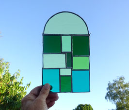 modernes Tiffany Fensterbild mit Rundbogen