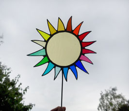 Gartenstecker bunte Sonne / Blume aus Tiffany Glas