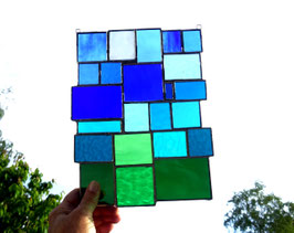 Sonnenfänger blau-grüne Vielfalt Tiffany Fensterbild