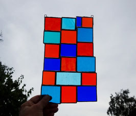 Sonnenfänger orange blau türkise Vielfalt Tiffany Fensterbild