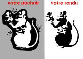 Pochoir Banksy ( à bomber) "Rat : Écoute Téléphonique"