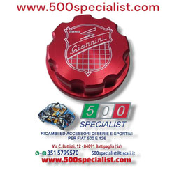 TAPPO SERBATOIO IN ALLUMINIO ROSSO ANODIZZATO FREGIO GIANNINI - FIAT 500 F - L - R - FIAT 600