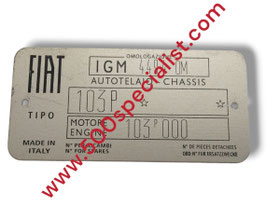 TARGHETTA DATI FIAT 1100 103P