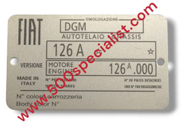 TARGHETTA DATI FIAT 126 - 595