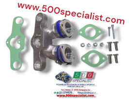 COLLETTORE DI ASPIRAZIONE CON MANICOTTI PER CARBURATORE ORIZZONTALE DOPPIO CORPO DIAMETRO 40 E 45 DERIVAZIONE ALFA ROMEO SU TESTA MONOCONDOTTO 500 - 126