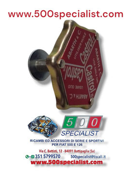 TAPPO COPERCHIO PUNTERIE CON MOLLA DI DEPRESSIONE SCRITTA ABARTH COLORE ROSSO