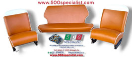 SELLERIA  ANTERIORE E POSTERIORE FIAT 500 F   COLORE BEIGE LUNETTA COLOR PANNA CON BORDINO PANNA MODELLO ORIGINALE