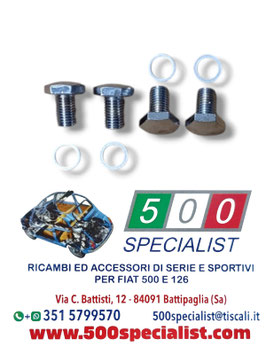SERIE 4 PEZZI PERNI CROMATI E RONDELLE IN ALLUMINIO PER COPPE RUOTA 500 D - F - L