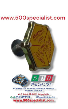 TAPPO COPERCHIO PUNTERIE CON MOLLA DI DEPRESSIONE SCRITTA ABARTH COLORE GIALLO