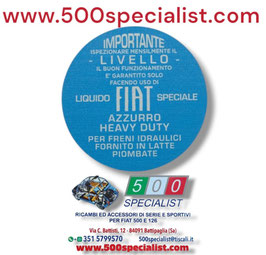 TARGHETTA TAPPO VASCHETTA OLIO FIAT 500 N