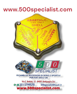 TAPPO COPERCHIO PUNTERIE SENZA MOLLA DI DEPRESSIONE SCRITTA ABARTH COLORE GIALLO