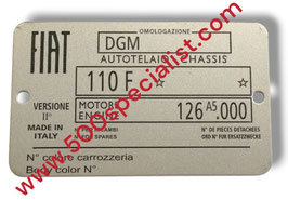 TARGHETTA DATI 500 R CON NUMERO COLORE VERNICE