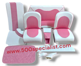 SELLERIA  SPORTIVA  COLORE  BIANCO E ROSA , MODELLO  " FIAT 500 LADY "