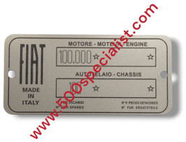 TARGHETTA DATI FIAT 600
