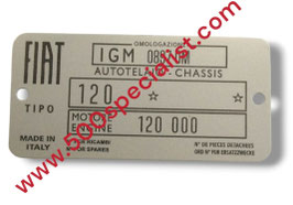 TARGHETTA DATI FIAT GIARDINETTA