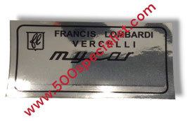 ADESIVO PER TARGHETTA DATI 500 MYCAR