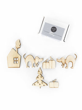 MAGNET-SET "HUNNSBUCKLS GROSSE WEIHNACHTEN" - HOLZ