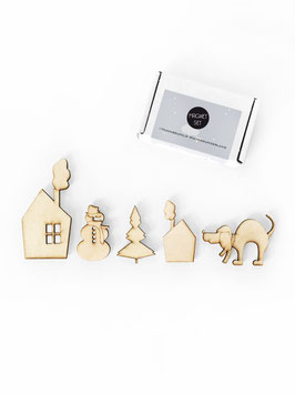 MAGNET-SET "HUNNSBUCKLS WINTERWUNDERLAND" - HOLZ