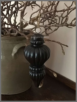 Kersthanger glas zwart metallic 9 x 16 cm