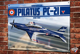 Plaque métal déco Artwork avion Pilatus PC-21 Armée de l'air Française.