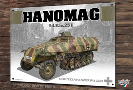 Plaque métal déco, Panzerwagen HANOMAG sd.kfz.251, Blindé allemand ww2.