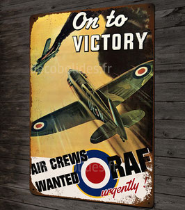 plaque métal déco Victory RAF chasseur supermarine spitfire