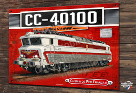 Plaque métal déco Locomotive électrique CC-40100 "nez cassé" Train SNCF, TEE.