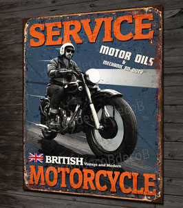 Plaque métal moto British motorcycle service, déco garage motard.