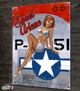 Plaque métal déco vintage nose art P-51D Mustang "Sweet Arlene" avions warbirds WW2