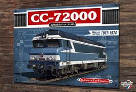 Plaque métal déco Locomotive Diesel-électrique CC 72000 "nez cassés/grosse bleue" Train SNCF