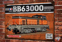 Plaque métal déco Locomotive Diesel-électrique BB 63000  Train SNCF
