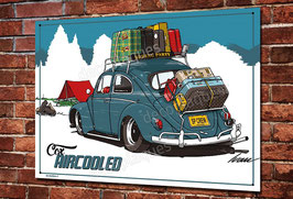 Plaque métal déco VW cox aircooled déco garage vintage & collection de l 'illustrateur Ivan Brossard