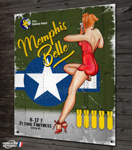 Plaque métal déco aviation B-17 Pin-up Memphis belle, warbird ww2.