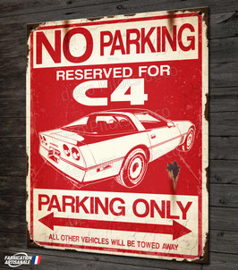Plaque métal déco "parking only C4" Corvette C4.