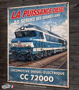 Plaque métal déco Affiche Locomotive Diesel-électrique CC 72000 " Vivez l'aventure du rail "